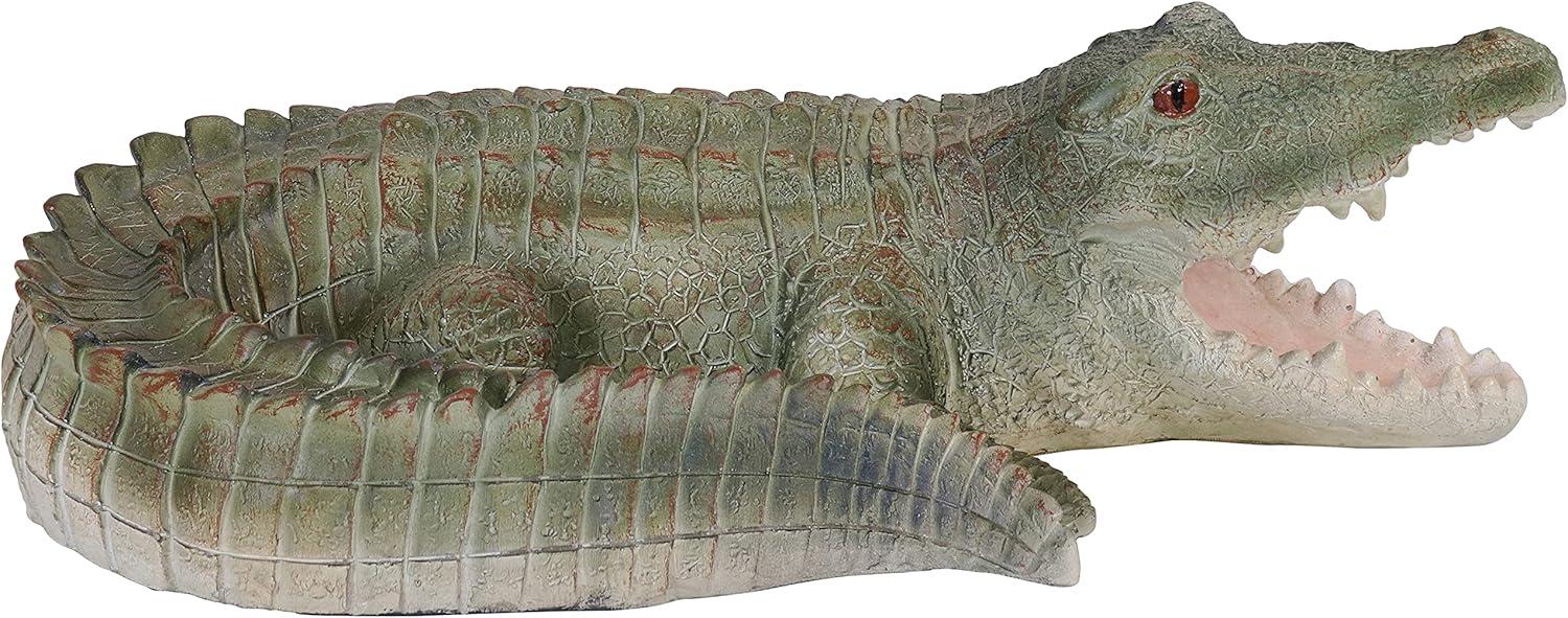 image:imageSunnydaze Chloe The Crabby Crocodile Statue Patio Yard Pool and Garden Decor Realistic Style Polystone IndoorOutdoor Garden Sculpture 1825Inch