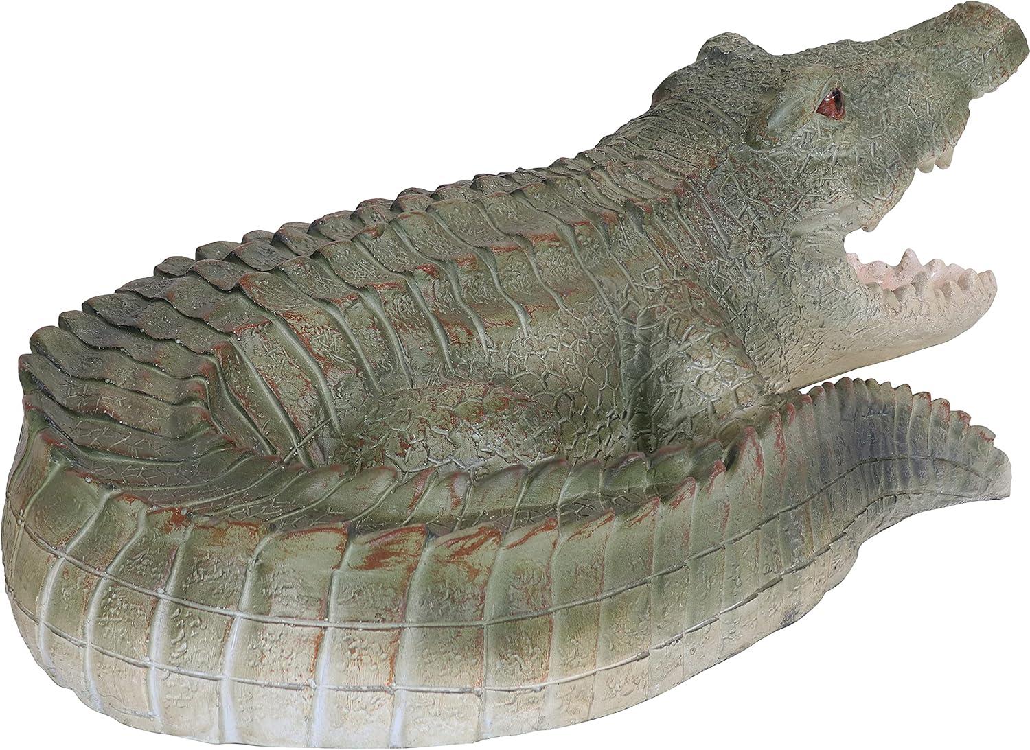 image:imageSunnydaze Chloe The Crabby Crocodile Statue Patio Yard Pool and Garden Decor Realistic Style Polystone IndoorOutdoor Garden Sculpture 1825Inch