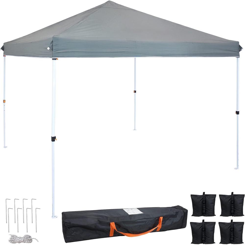image:imageSunnydaze 12 x 12Foot Standard Pop Up Canopy with Carry Bag and Sandbags  Straight Leg Folding Outdoor Shade Shelter  BlueGray