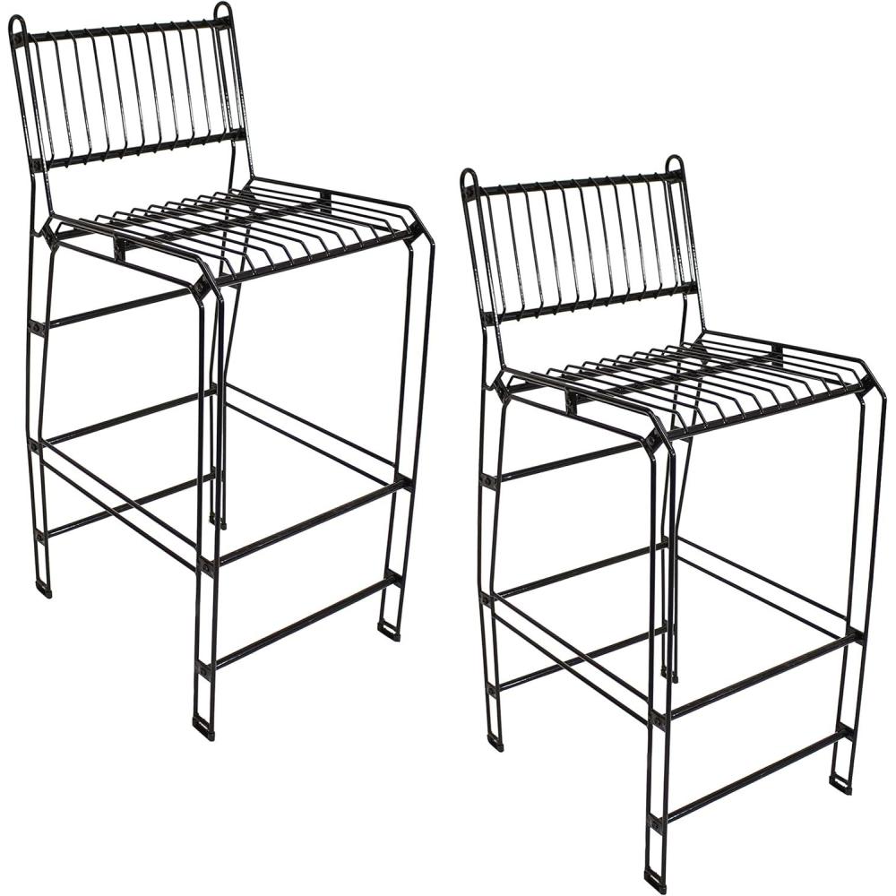 image:imageSunnydaze 395Inch H Modern IndoorOutdoor Steel Wire Bar Stools 240Pound Weight Capacity Black2