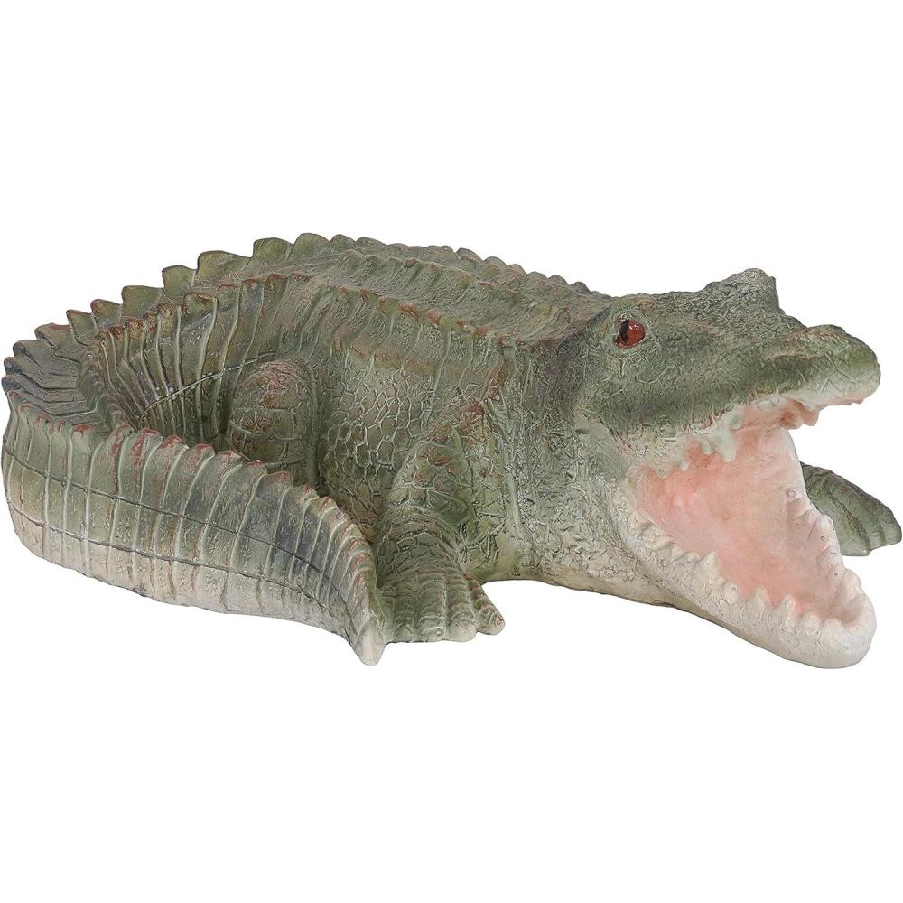 image:imageSunnydaze Chloe The Crabby Crocodile Statue Patio Yard Pool and Garden Decor  Realistic Style Polystone IndoorOutdoor Garden Sculpture  1825Inch