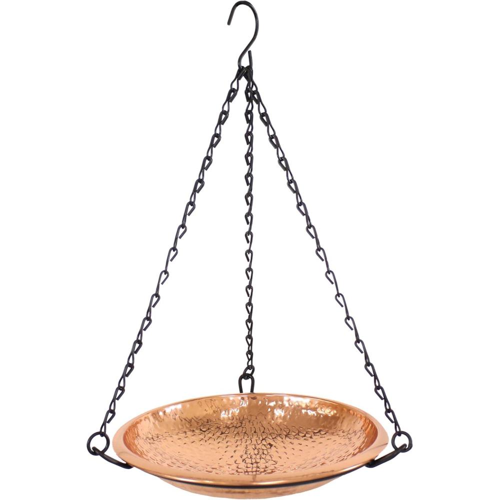 image:imageSunnydaze HandHammered Hanging Bird BathFeeder  Detachable Bowl with Hanging Chain  Copper Bird Bath Bowl  175 H