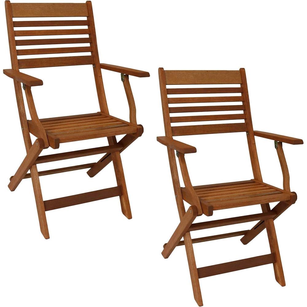 image:imageSunnydaze Meranti Wood Outdoor Folding Patio Armchairs Set of 2 Teak Oil Finish