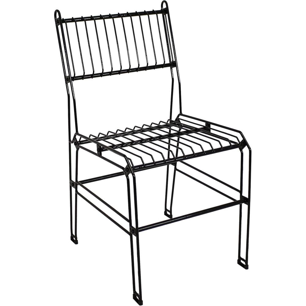 image:imageSunnydaze Modern IndoorOutdoor Steel Wire Armless Dining Chair 240Pound Weight Capacity Black 2375Inch H1