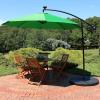 Sunnydaze 10′ Solar Offset Patio Umbrella – Solar Cantilever Umbrella Outdoor with LED Lights – Polyester Shade, Air Vent, & Cross Base(Emerald)