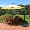 Sunnydaze 10′ Solar Offset Patio Umbrella – Solar Cantilever Umbrella Outdoor with LED Lights – Polyester Shade, Air Vent, & Cross Base(Pale Buttercup)