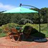 Sunnydaze 10′ Solar Offset Patio Umbrella – Solar Cantilever Umbrella Outdoor with LED Lights – Polyester Shade, Air Vent, & Cross Base(Seafoam)
