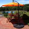 Sunnydaze 10′ Solar Offset Patio Umbrella – Solar Cantilever Umbrella Outdoor with LED Lights – Polyester Shade, Air Vent, & Cross Base(Tangerine)