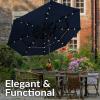 Sunnydaze 10 ft Outdoor Umbrella for Patio – Vented 3-Tier Outdoor Patio Umbrella – Wind-Resistant, Tilt and Crank – For Pool, Garden, or Yard – Navy Blue(With Solar Lights)