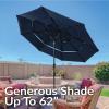 Sunnydaze 10 ft Outdoor Umbrella for Patio – Vented 3-Tier Outdoor Patio Umbrella – Wind-Resistant, Tilt and Crank – For Pool, Garden, or Yard – Navy Blue(Without Lights)