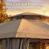 Sunnydaze 10×13 Soft Top Patio Gazebo Canopy Tent – Outdoor Gazebo with Mosquito Netting and Privacy Curtains – Steel Frame – Tan(Tan)