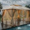 Sunnydaze 10×13 Soft Top Patio Gazebo Canopy Tent – Outdoor Gazebo with Mosquito Netting and Privacy Curtains – Steel Frame – Tan(Tan)