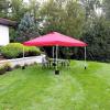 Sunnydaze 12 x 12 Foot Premium Pop-Up Canopy with Rolling Carry Bag – Portable Straight Leg Folding Shade Shelter – Red(Red)