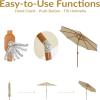 Sunnydaze 8.5 ft Outdoor Patio Umbrella with Push Button Tilt and Crank – Faux Woodgrain Finish – Large Vented Market Umbrella(Beige)