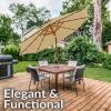 Sunnydaze 8.5 ft Outdoor Patio Umbrella with Push Button Tilt and Crank – Faux Woodgrain Finish – Large Vented Market Umbrella(Beige)