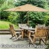 Sunnydaze 8.5 ft Outdoor Patio Umbrella with Push Button Tilt and Crank – Faux Woodgrain Finish – Large Vented Market Umbrella(Beige)