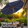 Sunnydaze 8.5 ft Outdoor Patio Umbrella with Push Button Tilt and Crank – Faux Woodgrain Finish – Large Vented Market Umbrella(Navy Blue)