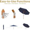 Sunnydaze 8.5 ft Outdoor Patio Umbrella with Push Button Tilt and Crank – Faux Woodgrain Finish – Large Vented Market Umbrella(Navy Blue)