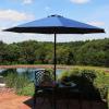 Sunnydaze 9-Foot Patio Umbrella with Fade Resistant Canopy – Auto Tilt and Crank – Rust-Resistant Aluminum Pole(Navy Blue)