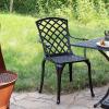 Sunnydaze Cast Aluminum Patio Dining Chairs with Crossweave Design – Set of 2 – Black