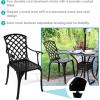 Sunnydaze Cast Aluminum Patio Dining Chairs with Crossweave Design – Set of 2 – Black