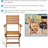 Sunnydaze Meranti Wood Outdoor Folding Patio Armchairs – Set of 2 – Teak Oil Finish