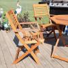 Sunnydaze Meranti Wood Outdoor Folding Patio Armchairs – Set of 2 – Teak Oil Finish