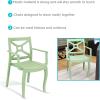 Sunnydaze Tristana Plastic Outdoor Patio Arm Chair – Set of 2 – Stackable Seating – Green(Green)