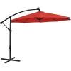 Sunnydaze 10′ Solar Offset Patio Umbrella – Solar Cantilever Umbrella Outdoor with LED Lights – Polyester Shade, Air Vent, & Cross Base(Cherry)