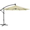 Sunnydaze 10′ Solar Offset Patio Umbrella – Solar Cantilever Umbrella Outdoor with LED Lights – Polyester Shade, Air Vent, & Cross Base(Pale Buttercup)