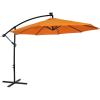 Sunnydaze 10′ Solar Offset Patio Umbrella – Solar Cantilever Umbrella Outdoor with LED Lights – Polyester Shade, Air Vent, & Cross Base(Tangerine)