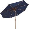 Sunnydaze 8.5 ft Outdoor Patio Umbrella with Push Button Tilt and Crank – Faux Woodgrain Finish – Large Vented Market Umbrella(Navy Blue)