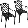 Sunnydaze Cast Aluminum Patio Dining Chairs with Crossweave Design – Set of 2 – Black