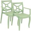 Sunnydaze Tristana Plastic Outdoor Patio Arm Chair – Set of 2 – Stackable Seating – Green(Green)