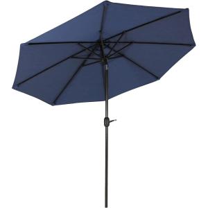 Sunnydaze 9-Foot Patio Umbrella with Fade Resistant Canopy – Auto Tilt and Crank – Rust-Resistant Aluminum Pole(Navy Blue)