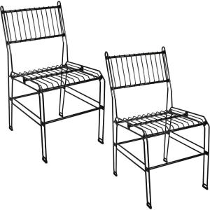 Sunnydaze Modern Indoor/Outdoor Steel Wire Armless Dining Chair – 240-Pound Weight Capacity – Black – 23.75-Inch H(2)