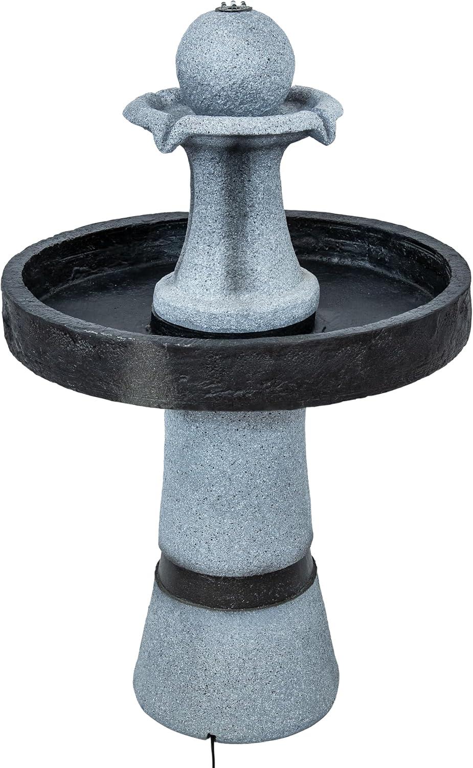 image:imageSunnydaze 2Tone Outdoor Water Fountain with LED Light and Electric Pump Small Traditional Water Feature 295 H