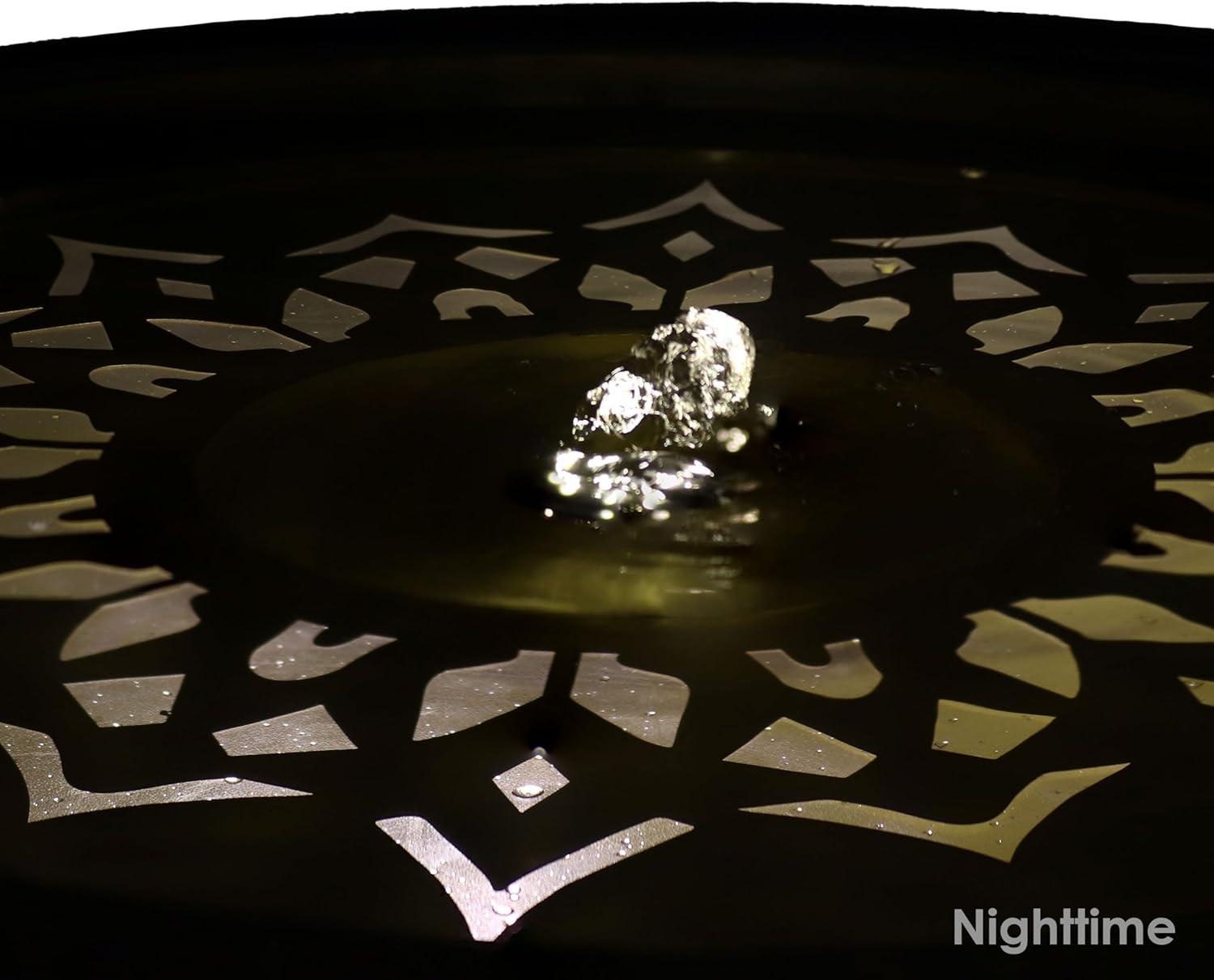 image:imageSunnydaze All Star 2525 Diameter x 1425 H Galvanized Iron Bowl Outdoor Water Fountain with LED Lights Electric Submersible Pump Included