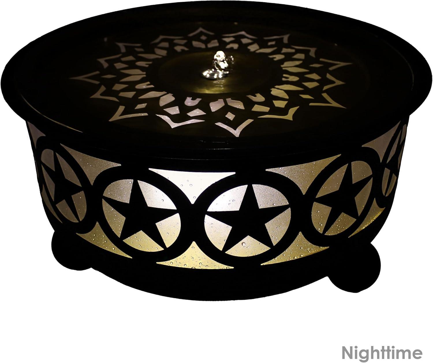 image:imageSunnydaze All Star 2525 Diameter x 1425 H Galvanized Iron Bowl Outdoor Water Fountain with LED Lights Electric Submersible Pump Included