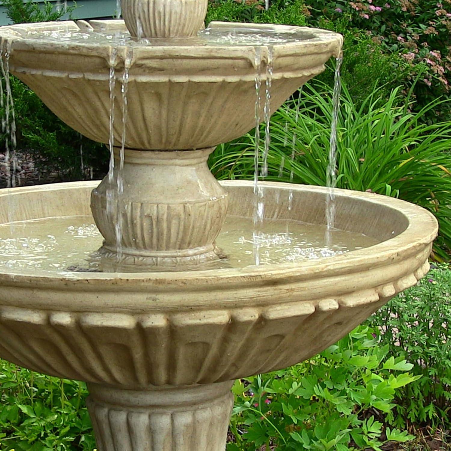 image:imageSunnydaze Classic Designer 55 Tiered Outdoor Water Fountain 3Tiered Outdoor Fountain for Garden Patio or Backyard Light BrownLight Brown