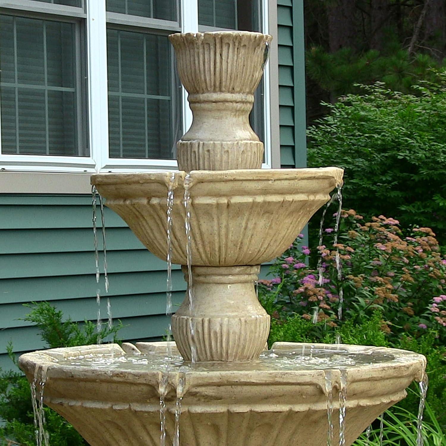 image:imageSunnydaze Classic Designer 55 Tiered Outdoor Water Fountain 3Tiered Outdoor Fountain for Garden Patio or Backyard Light BrownLight Brown
