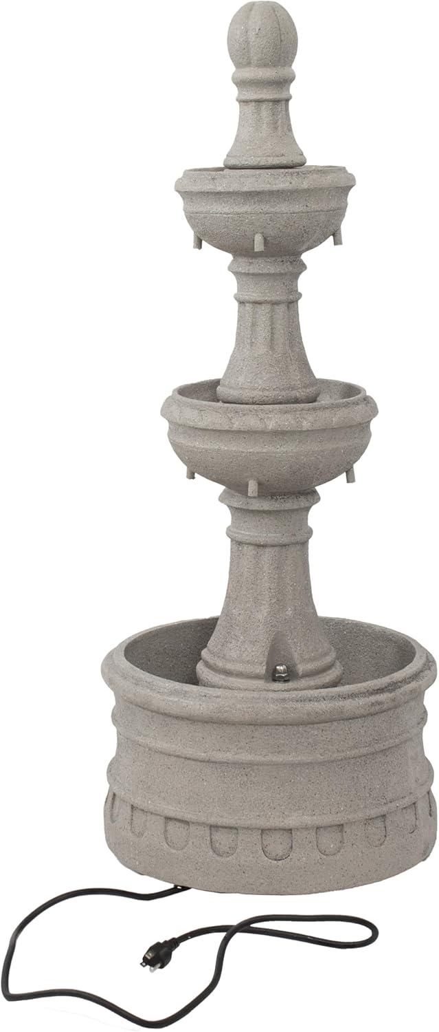 image:imageSunnydaze Cyprus 39 H 3Tier Outdoor Water Fountain Polyresin Water Feature for The Patio Garden or Yard EggshellGray