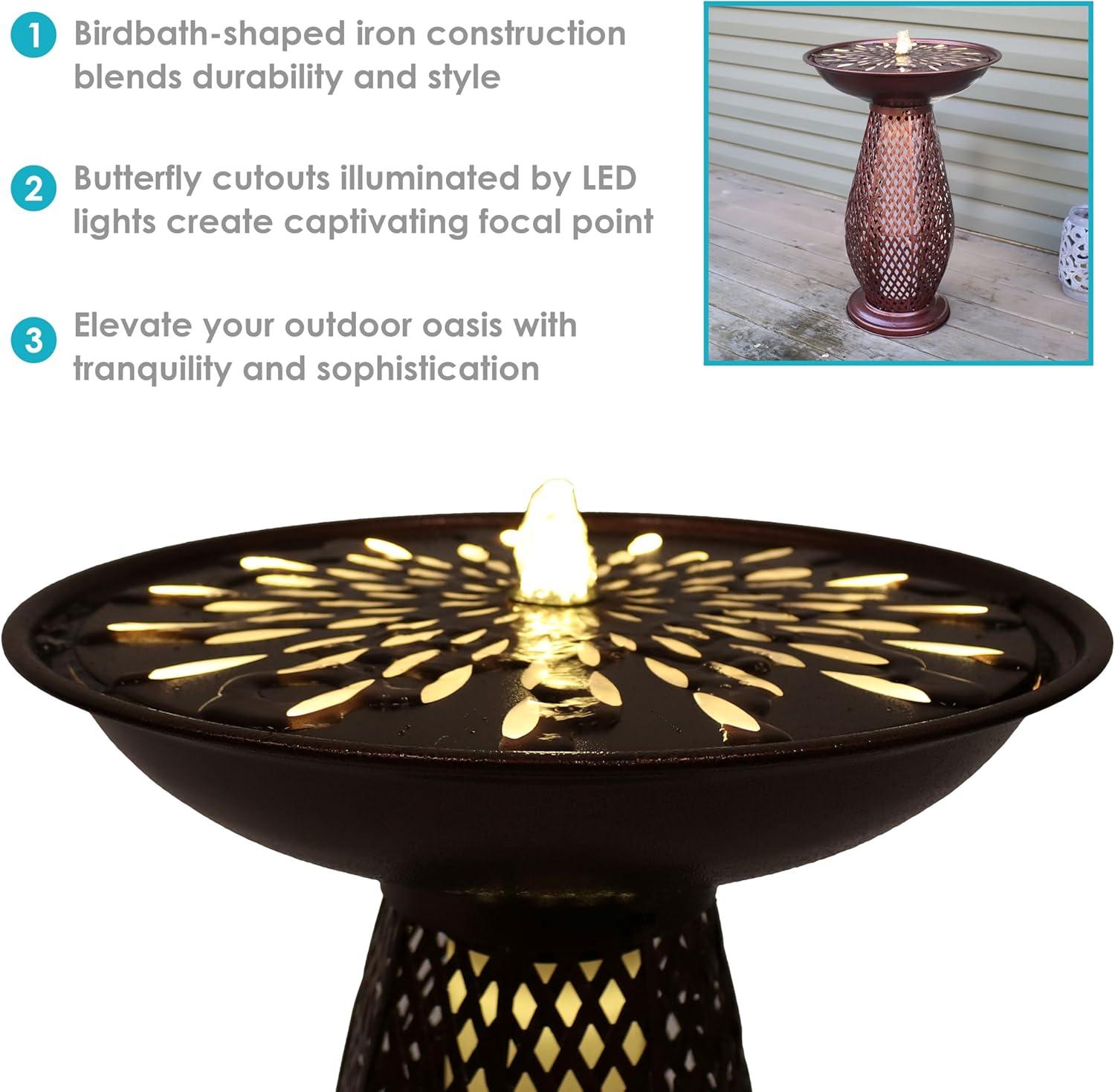 image:imageSunnydaze Outdoor Bird Bath Water Fountain with Metal Crosshatch Design 285Inch Includes LED Lights