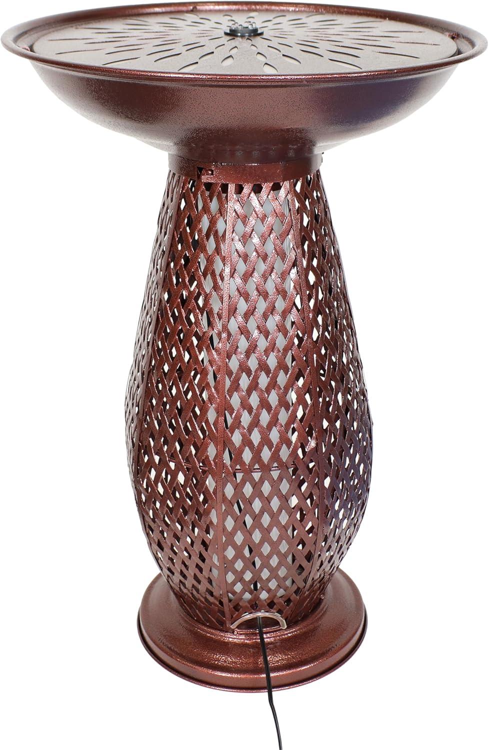 image:imageSunnydaze Outdoor Bird Bath Water Fountain with Metal Crosshatch Design 285Inch Includes LED Lights