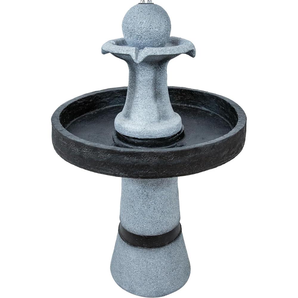 image:imageSunnydaze 2Tone Outdoor Water Fountain with LED Light and Electric Pump Small Traditional Water Feature 295 H