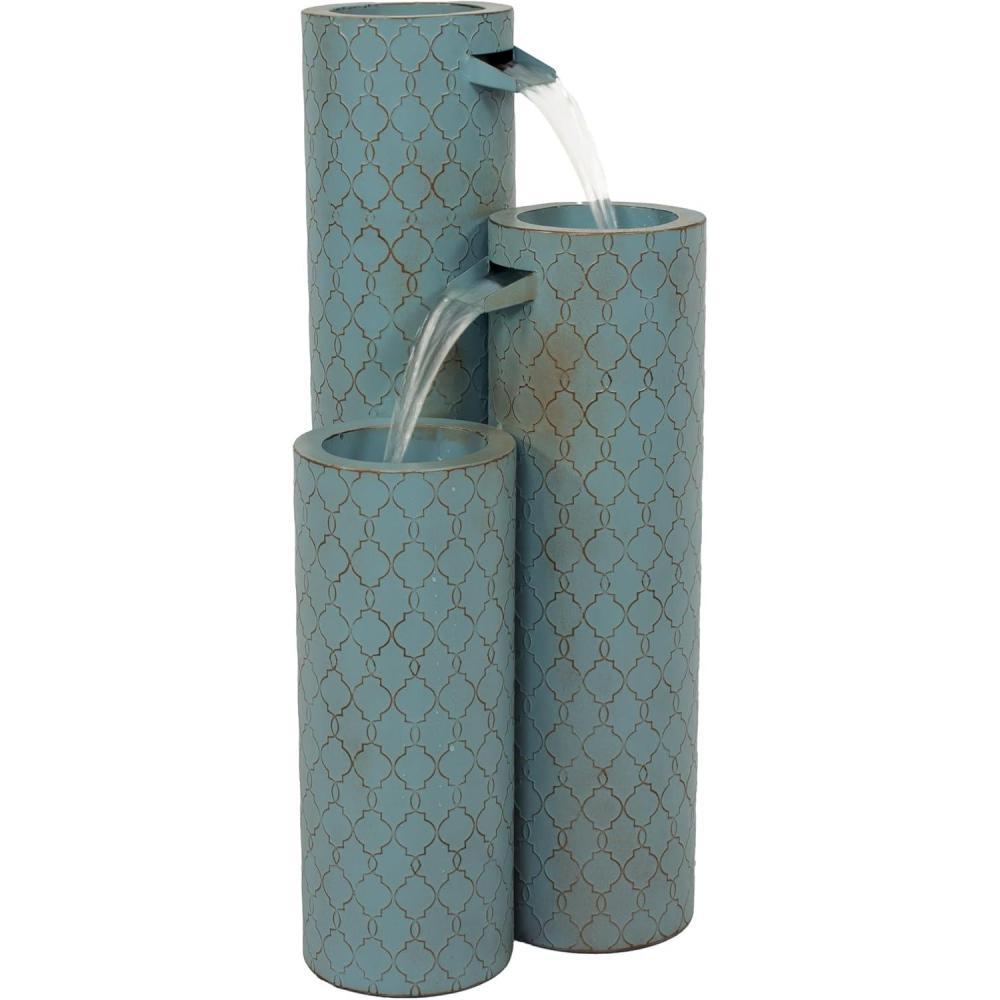 image:imageSunnydaze Moroccan Trellis 3Column Modern Outdoor Water Fountain Zinc Cascading Outdoor Fountain 275Inch