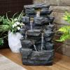 Sunnydaze 24-Inch Grotto Falls Polyresin Outdoor Water Fountain with LED Lights