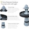 Sunnydaze 2-Tone Outdoor Water Fountain with LED Light and Electric Pump – Small Traditional Water Feature – 29.5″ H
