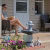 Sunnydaze 2-Tone Outdoor Water Fountain with LED Light and Electric Pump – Small Traditional Water Feature – 29.5″ H