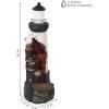 Sunnydaze 36-Inch Gull’s Cove Outdoor Lighthouse Water Fountain with LED Light – Polyresin Decorative Water Feature